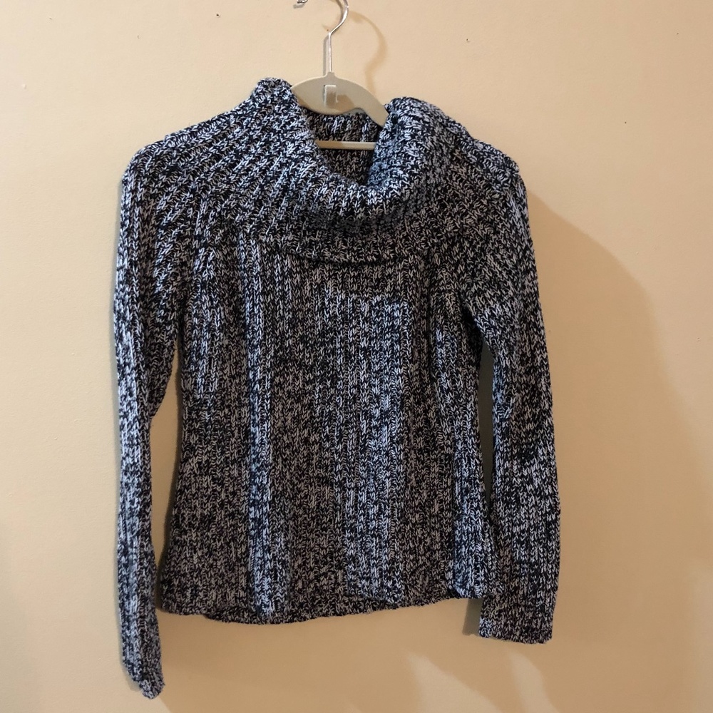 Ann Taylor Black and White Sweater with Cowl Neck